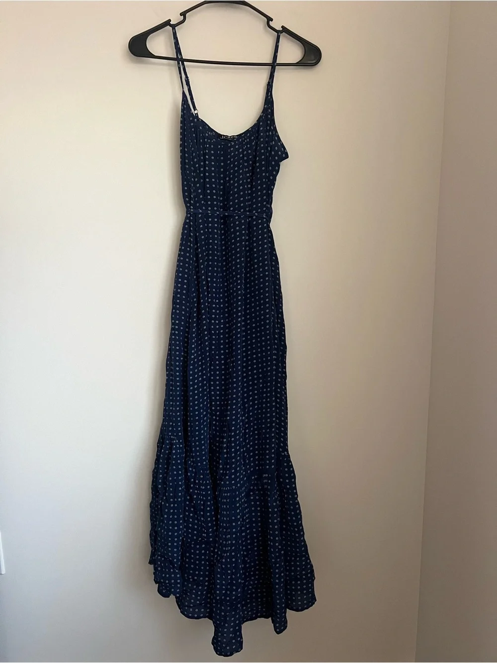 J Crew Caspia Dot Print Crepe De Chino Belted Midi Dress Women's Size XXS